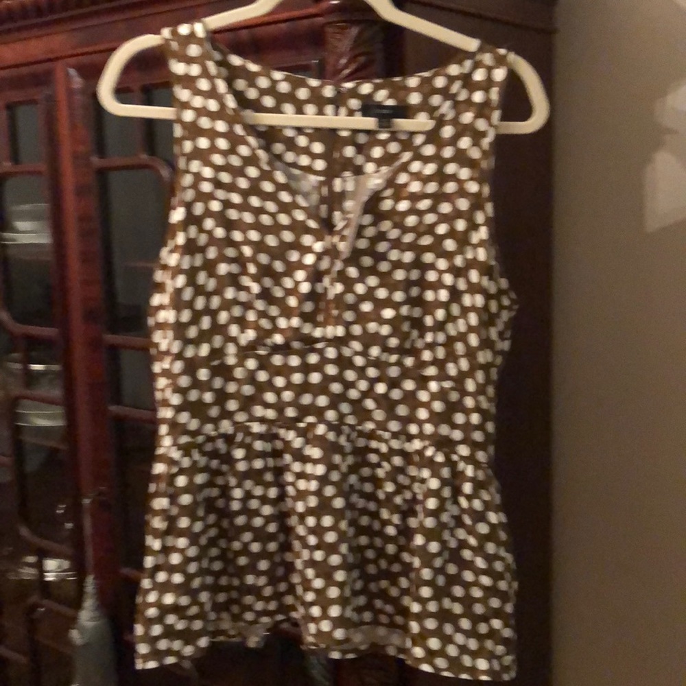 J. Crew top Brown/cream polka Viscose NWT size 6